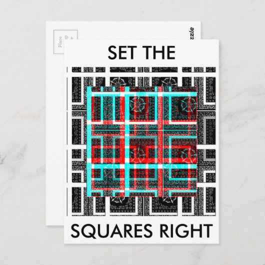 スクエアカラフルメーズ幾何市松模様にパター ポストカード (正面/裏面)