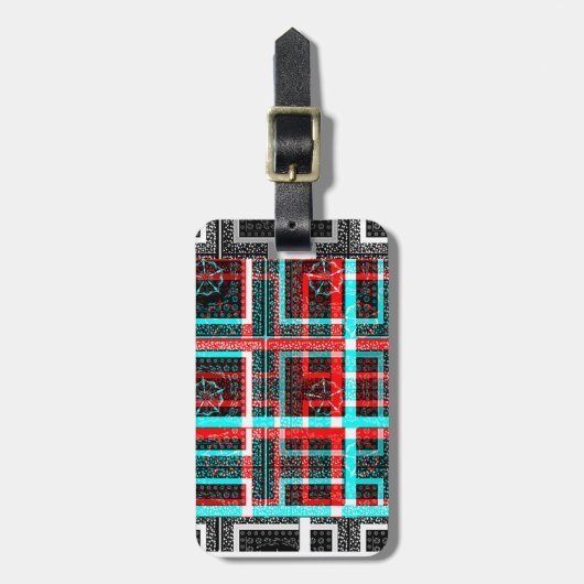 スクエアカラフルメーズ幾何市松模様にパター ラゲッジタグ (正面縦)