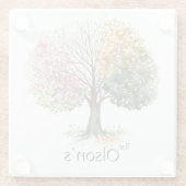 スクエアガラスコースター4季節の木の名前をカスタムする ガラスコースター (裏面)