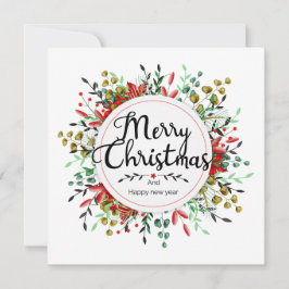 スクエアクリスマスカード 花のリース
