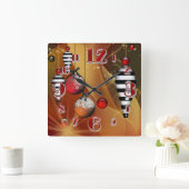 スクエアクリスマスボーブル時計 スクエア壁時計 (ホーム)