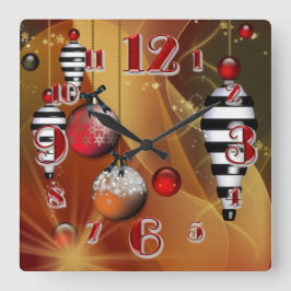 スクエアクリスマスボーブル時計 スクエア壁時計