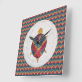 スクエアクロックタートルスターシェブロンデザイン スクエア壁時計 (傾斜)