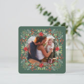 スクエアグリーンクリスマスボタニカルフォト シーズンカード (スタンド正面)