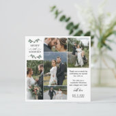 スクエアグリーンミストレメリーートウ結婚したクリスマス サンキューカード (スタンド正面)