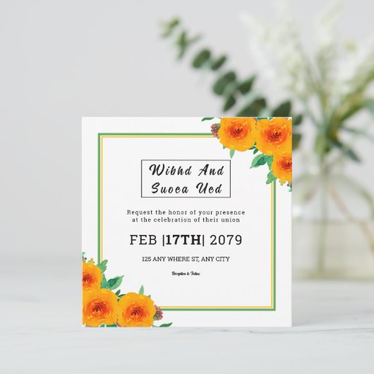 スクエアゲートフォールドウェディング招待状カードデザイン 招待状 (スタンド正面)