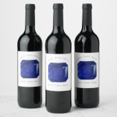 スクエアサファイアジェムストーンブルー ワインラベル (ボトル)