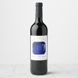 スクエアサファイアジェムストーンブルー ワインラベル