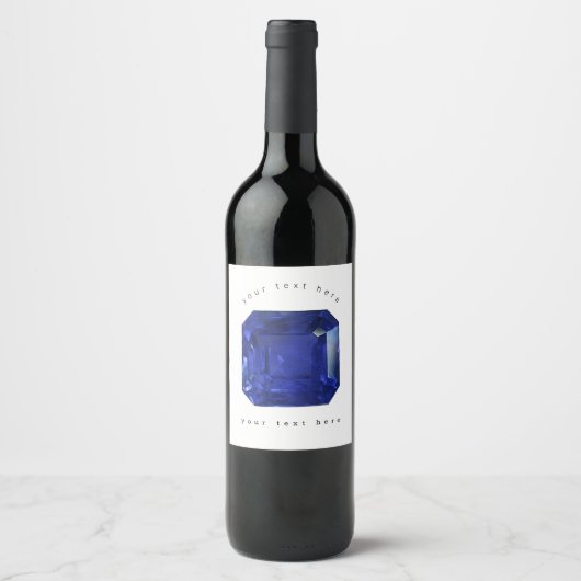 スクエアサファイアジェムストーンブルー ワインラベル (正面)