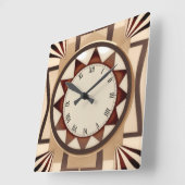 スクエアサンアールデコクロックフェイク – 木製アンティーク スクエア壁時計 (傾斜)