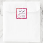 スクエアサンキュービジネススティッカーホットピンク金ゴールド スクエアシール (バッグ)