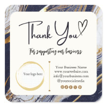 スクエアサンキュービジネスステッカー – 大理石デザイン