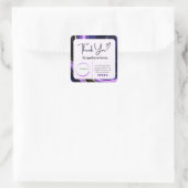 スクエアサンキュービジネスステッカー – 大理石デザイン スクエアシール (バッグ)