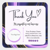 スクエアサンキュービジネスステッカー – 大理石デザイン スクエアシール (正面)