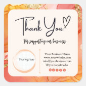 スクエアサンキュービジネスステッカー – 大理石デザイン スクエアシール (正面)