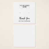 スクエアサンキューホワイトシンプルイヤリングディスプレイカード (正面&裏面)