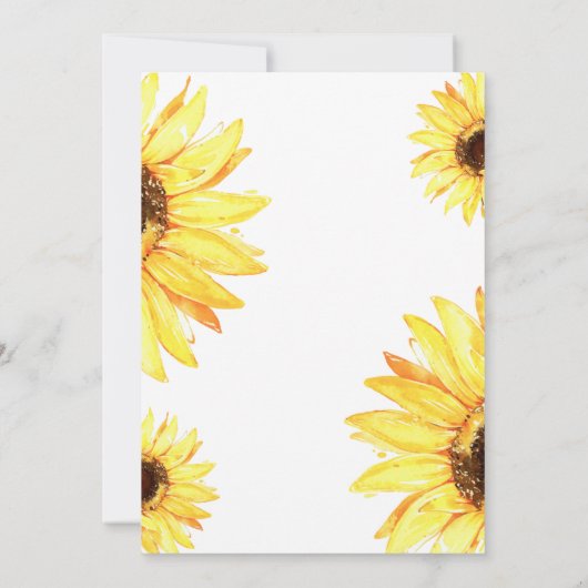 スクエアサンフラワーフィールドズブライダルシャワー 招待状 (裏面)