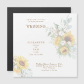 スクエアサンフラワー結婚フローラ マグネット招待状 (正面/裏面)