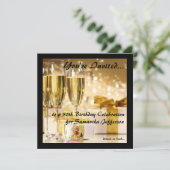 スクエアシャンパンスパークルゴールデン50誕生日 招待状 (スタンド正面)