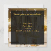 スクエアシャンパンスパークルゴールデン50誕生日 招待状 (裏面)