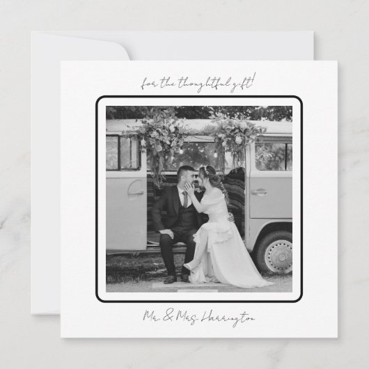 スクエアシンプルサンキュー結婚の写真カード サンキューカード (裏面)