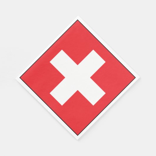 スクエアスイス国旗紙ナプキンス スタンダードランチョンナプキン (角)