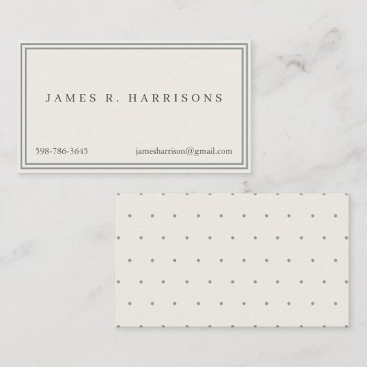 スクエアストライプレトロクラシッククリーングレー 名刺 (正面/裏面)