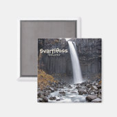 スクエアスバルティフォスウォーターフォスアイスランド文字マグネット マグネット (正面/裏面)