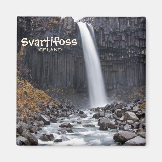 スクエアスバルティフォスウォーターフォスアイスランド文字マグネット マグネット (正面)