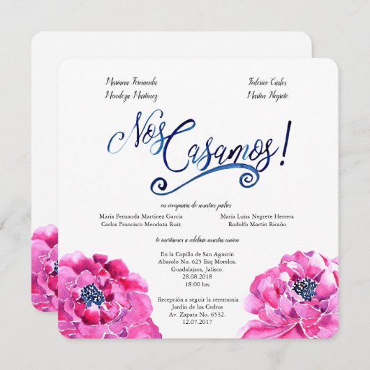 スクエアスペインの結婚式招待状インビタシオンボダ 招待状 (正面/裏面)