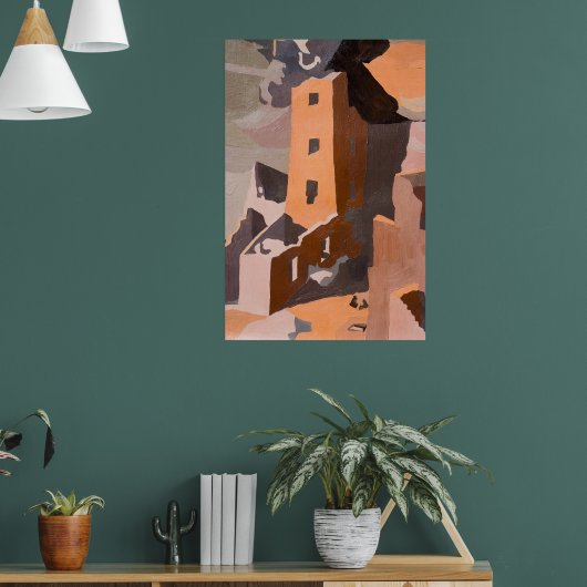 スクエアタワーハウスアットメサヴェルデ,コロラド ポスター (リビング1)