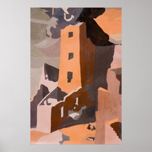 スクエアタワーハウスアットメサヴェルデ,コロラド ポスター (正面)