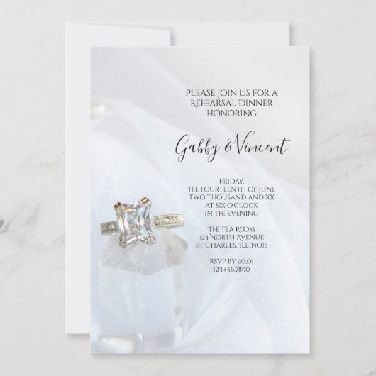 スクエアダイヤモンドリングや輪クリスタルリハーサルディナー 招待状 (正面)