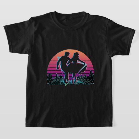 スクエアダンススクエア踊りレトロ Tシャツ (レイダウン)