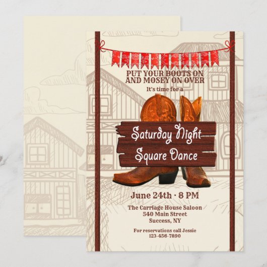 スクエアダンス招待状 招待状 (正面/裏面)