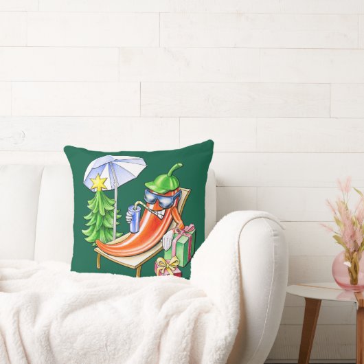 スクエアダークグリーンクリスマスチリサンバス クッション (ソファ)