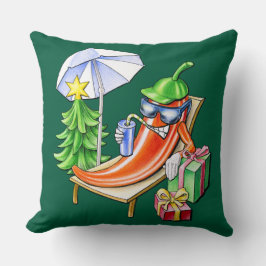 スクエアダークグリーンクリスマスチリサンバス クッション
