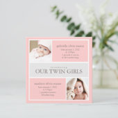 スクエアツインズコラージュ |誕生のお知らせ 案内状 (スタンド正面)