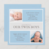 スクエアツインズコラージュ |誕生のお知らせ 案内状 (正面/裏面)
