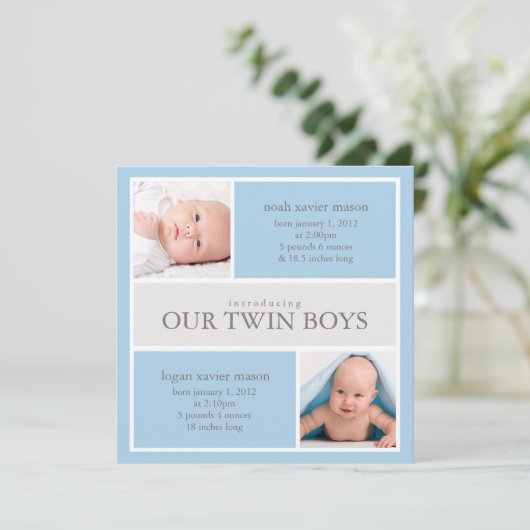 スクエアツインズコラージュ |誕生のお知らせ 案内状 (スタンド正面)