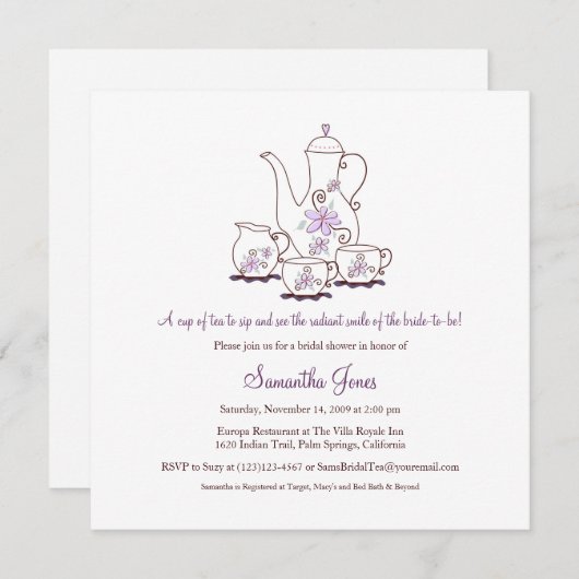 スクエアティーセットブライダルシャワー招待状 招待状 (正面/裏面)