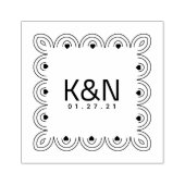 スクエアデコハートイニシャルロゴウエディングスタンプ ラバースタンプ (インプリント)