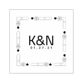 スクエアデコハートミニイニシャルロゴウエディングスタンプ ラバースタンプ (インプリント)