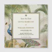 スクエアトロピカルピーコックパーム日付磁石を保存 (正面)