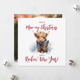 スクエアハイランド牛のクリスマスフォトカード シーズンカード