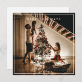 スクエアハッピーホリデーズフォトフラットカード シーズンカード (正面/裏面)