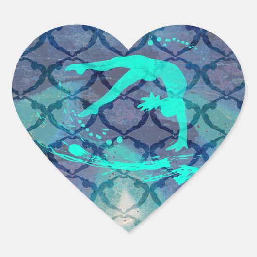 スクエアハート体操ダンス応援シール ハートシール (正面)