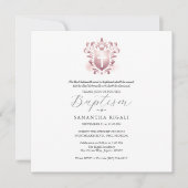 スクエアバプテスマ招待状宗教的ピンク 招待状 (正面)