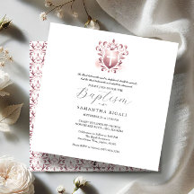 スクエアバプテスマ招待状宗教的ピンク