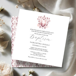 スクエアバプテスマ招待状宗教的ピンク 招待状